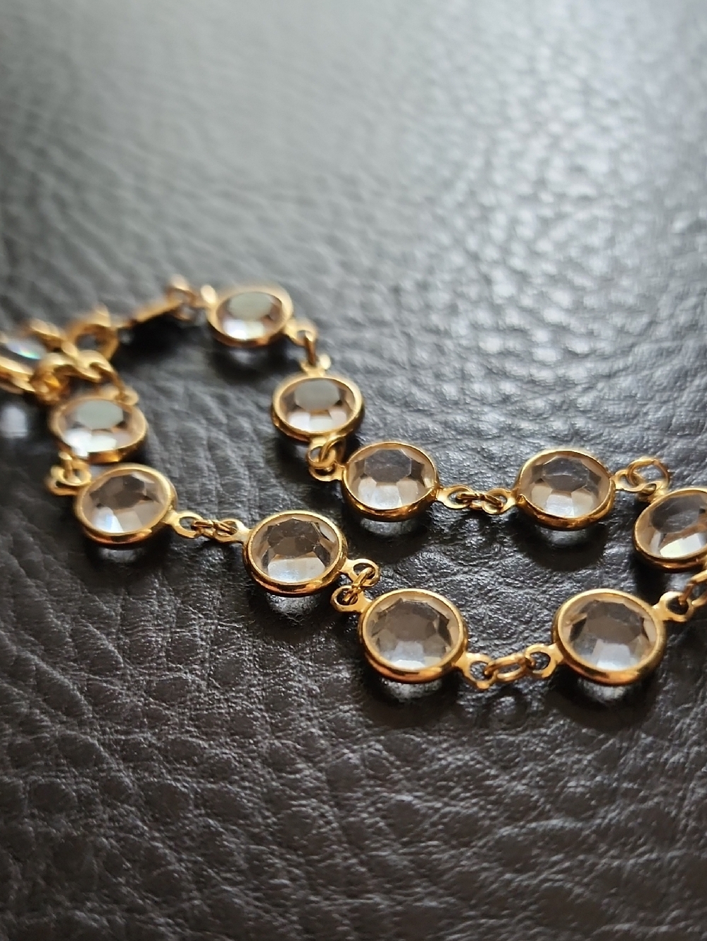 Swarovski Gold Crystal Link Bracelet - Clear Stones